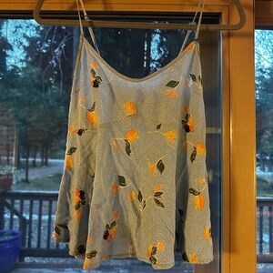 O'Neill Blue Floral Spaghetti Strap Cami with Yellow Tulip Print